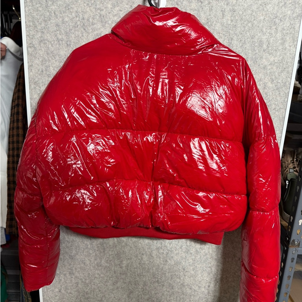 Primark Shiny Red Puffer Jacket View 4